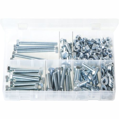 M8 Setscrews Nuts and Washers Assorted Lengths 20mm-75mm Pack of 245 Boxed AB129