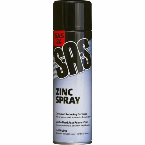 SAS Zinc Spray Primer for Steel Fabrication Pack of 6 x 500ml Fast Drying SAS24
