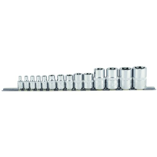 E-Torx Socket Set 1/4"-3/8"-1/2" Drive E4-E24 14 Pc on a Clip Rail Signet S23630