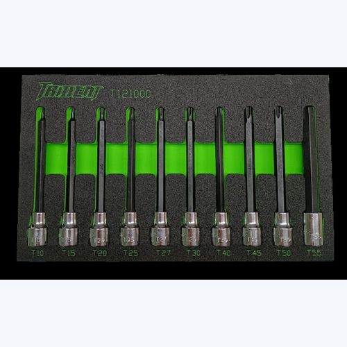 3/8" Drive Long Torx Bit Socket Set 110mm Long T10-T55 10pc Trident T121000EVA