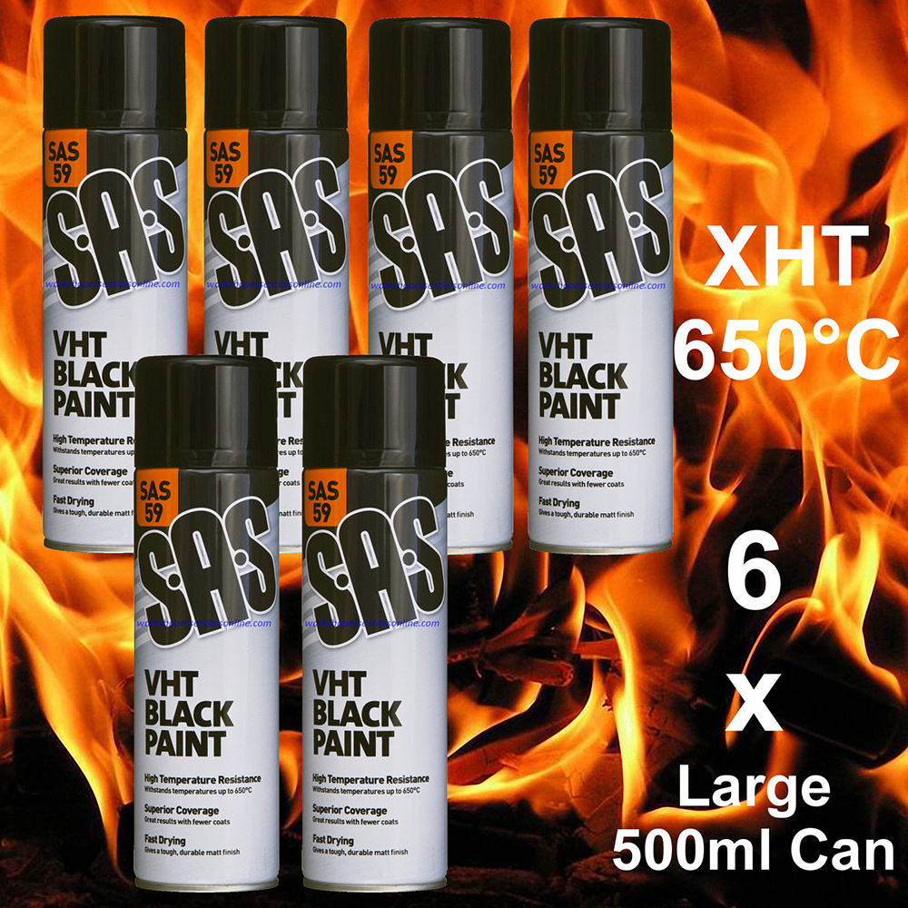 VHT Paint Matt Black 500ml Very High Temperature 650°C Exhaust-BBQ-Oven 1-6 Cans