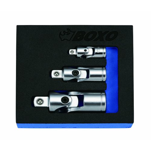 Universal Joint Set 1/4"-3/8"&1/2" 3PC with Magnetic Tips In Foam Storage Tray