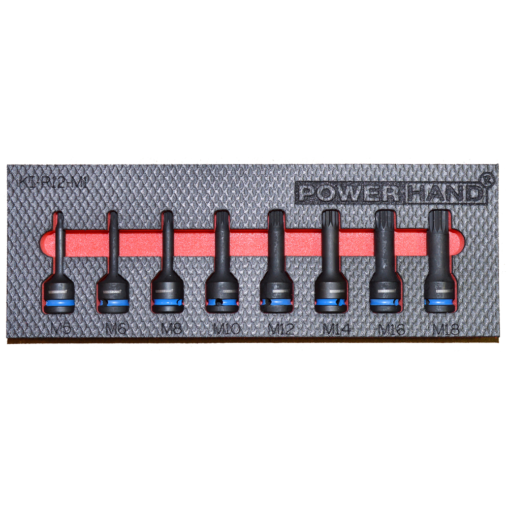 1/2" Drive Spline Impact Socket Set M5-18 Supplied with Foam Tray