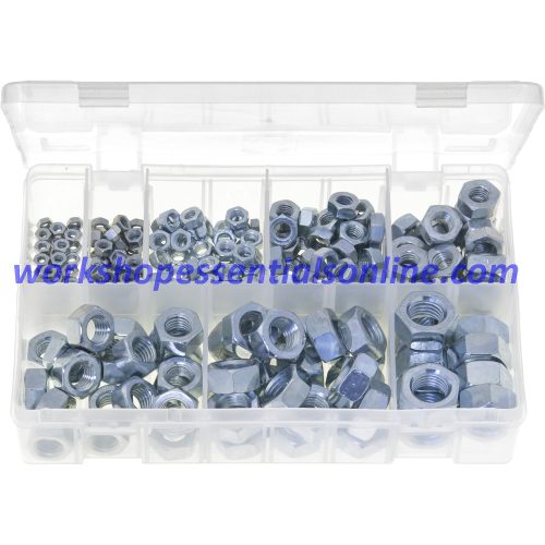 Metric Steel Nuts. Zinc Plated. 255 Pieces. AB202