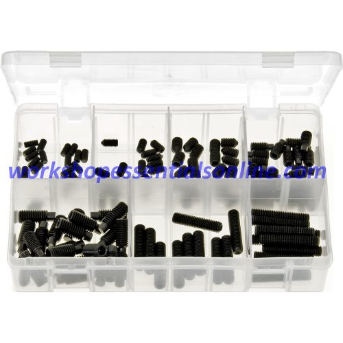 Metric Grub Screws. Black. Flat Point. Cone Point. Dog Point. 130 Pieces. AB219