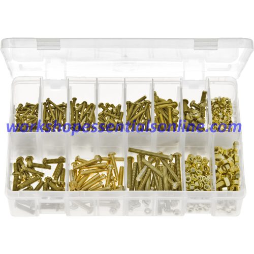 BA Machine Screws with Nuts, Round Head, Slotted. Brass 600 Pieces AB4