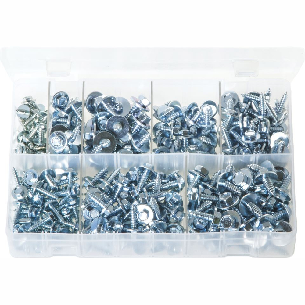 Sheet Metal Screws with Captive Washer. Zinc Plated. 300 Pieces. AB132