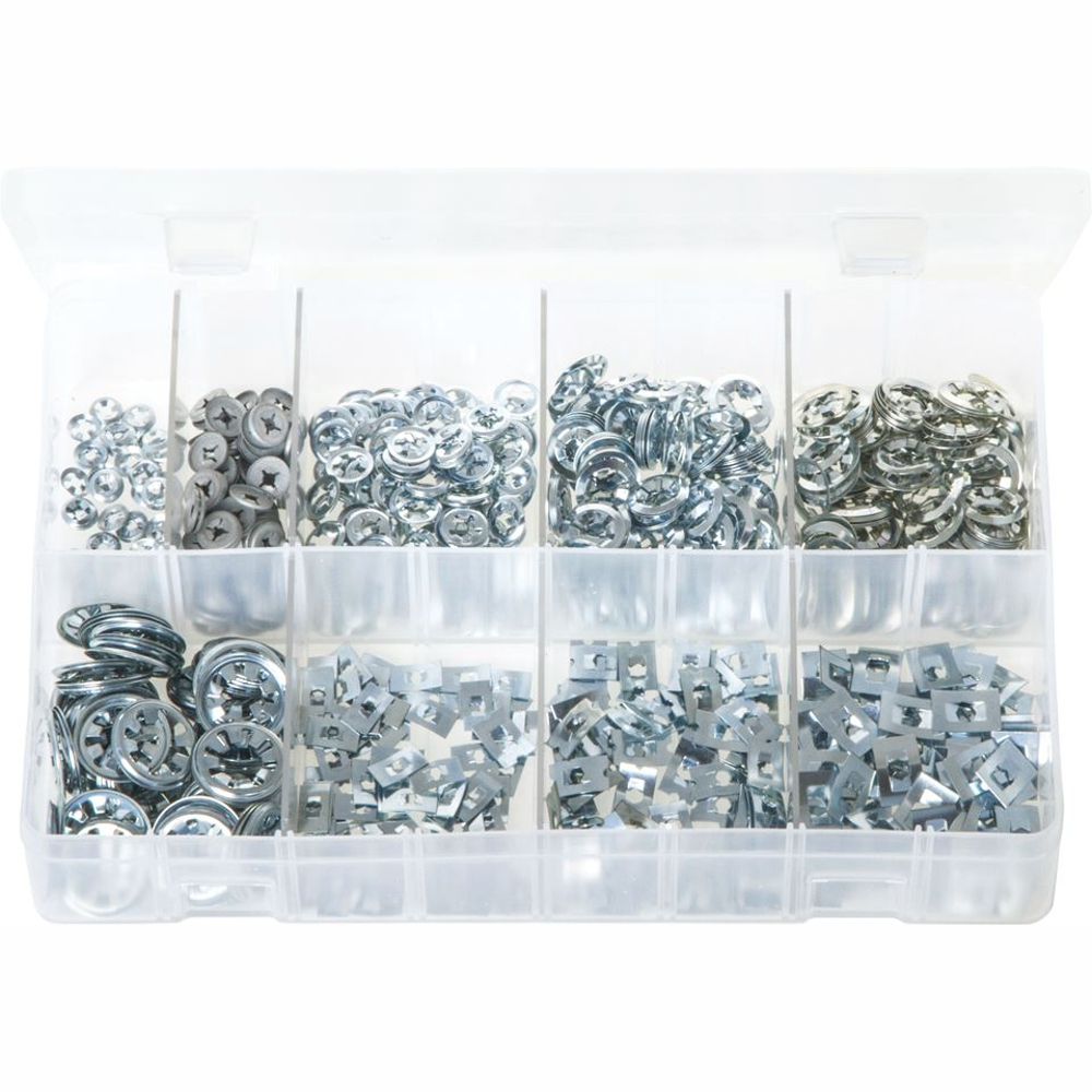 Flat Clips (Push-on Fixes). Zinc Plated. 1,000 Pieces. AB50