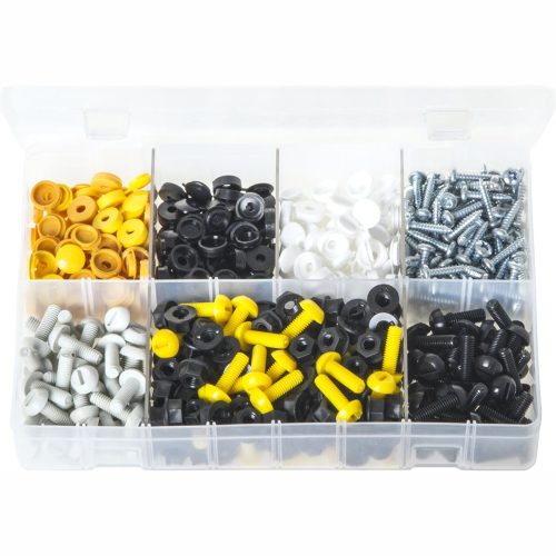Number Plate Fasteners White, Yellow & Black 240 Pieces. AB62