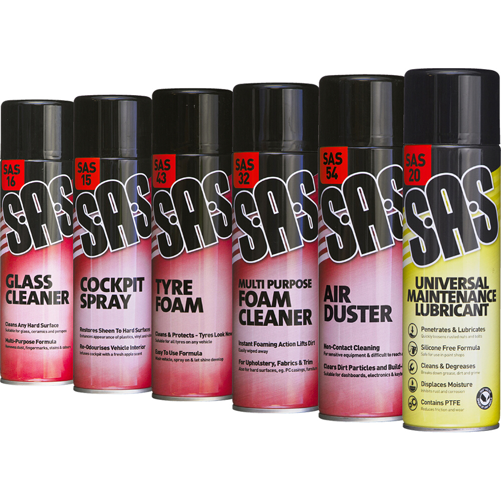 Valeting Aerosols Assorted Pack of 6 x 500ml Cans SASV
