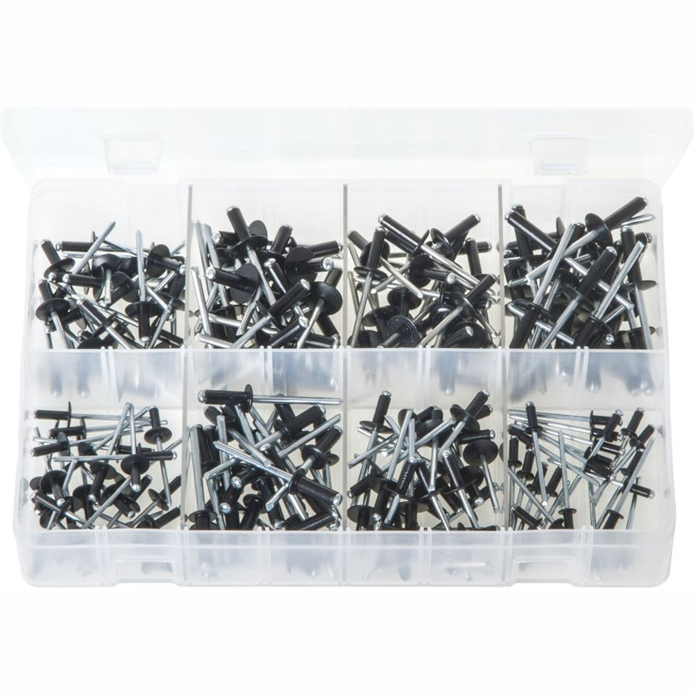 Black Rivets. Black Anodised Aluminium. 200 Pieces. AB112