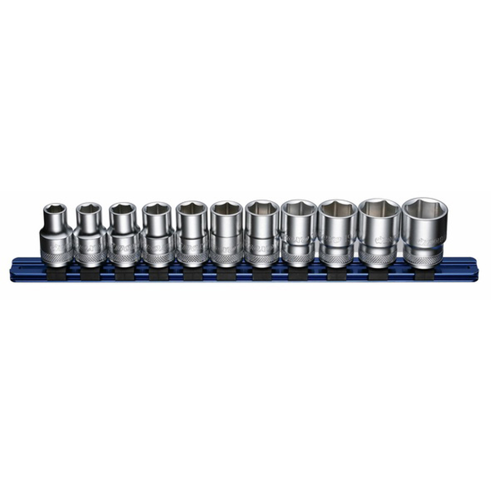 1/2" Drive 6 Point Metric Socket Set 10-22mm 11 Pcs On Aluminium Rail B-1211AR
