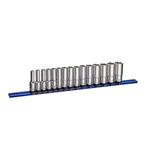 3/8" Drive Deep 6 Pnt Metric Socket Set 7-21mm 15 Pcs On Aluminium Rail B-3855AR