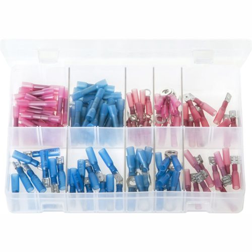 Heat Shrink Terminals. Adhesive Lined - Red & Blue. 130 Pieces. AB125
