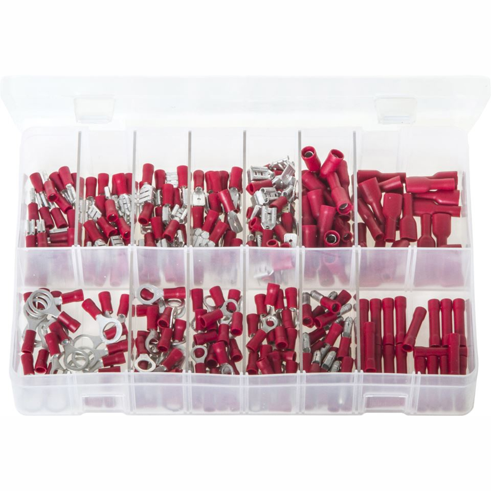 Terminals - Insulated - Red. Assorted Box. 260 Pieces. AB160
