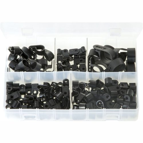 P-Clips. Black Nylon. Assorted. 160 Pieces. AB193