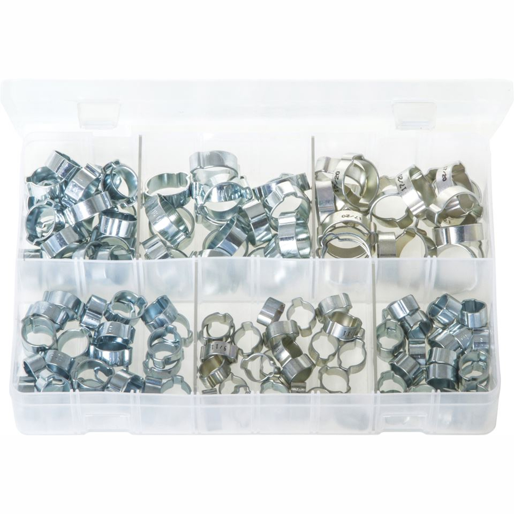O-Clips - 2-Ear Clamps. Zinc Plated. 140 Pieces. AB38