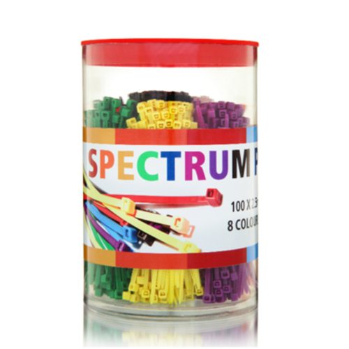 Cable Ties 100 x 2.5mm Spectrum Pack, 8 Colours, 800pcs Total. C10025SP