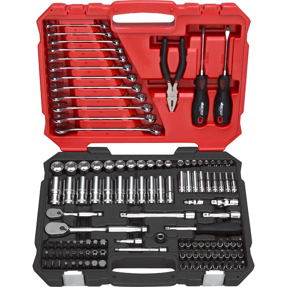1/4" & 3/8"Dr Master Set Spanners Pliers Drivers 122Pcs in Case BOXO BXB010