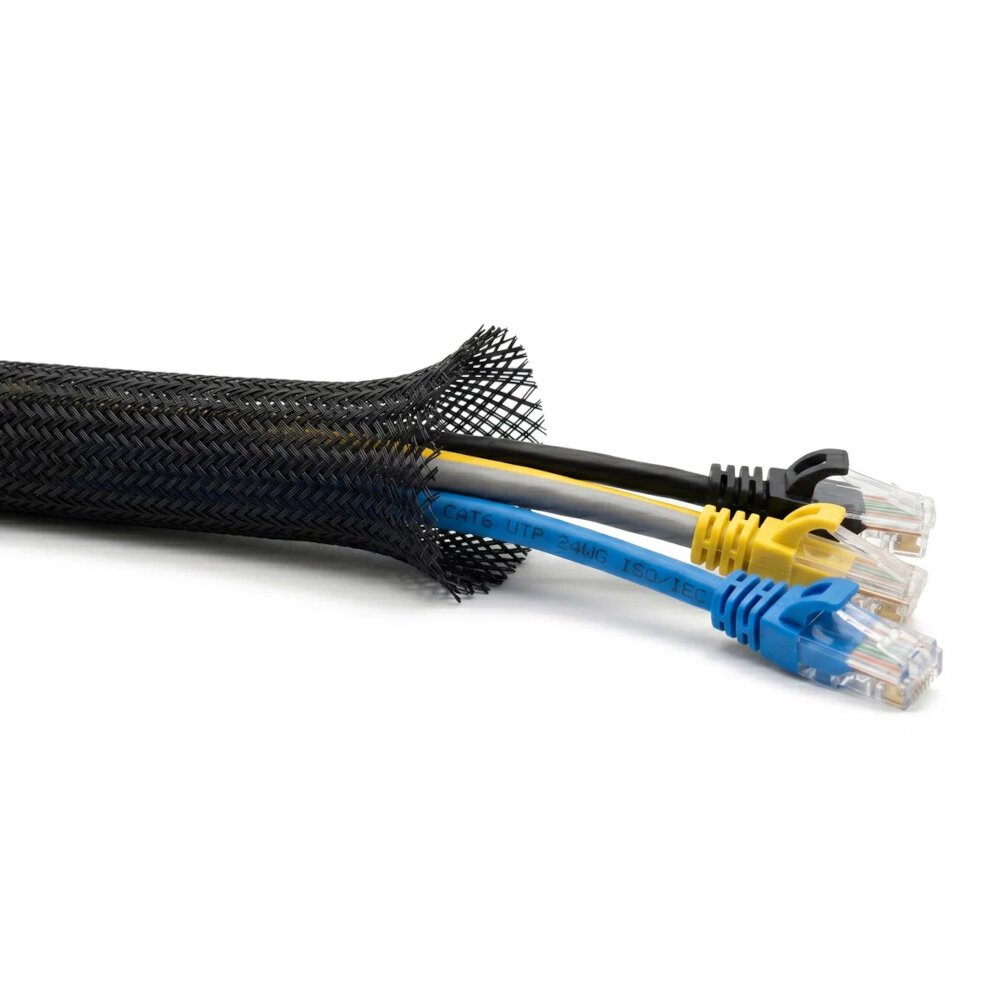 Braided Cable Sleeving, Expandable, Black. Wire Harness, Marine, Auto