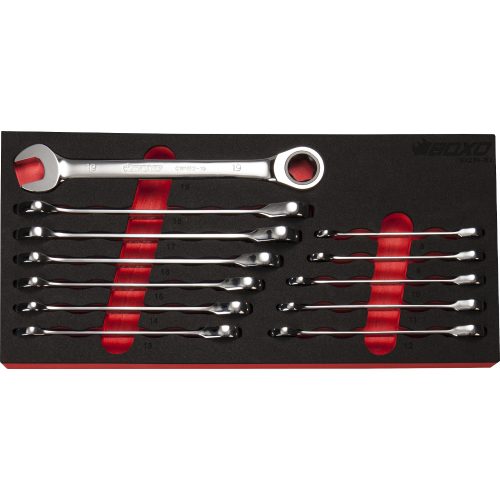 Ratcheting Round Nut Spanner Set 72 Tooth. 12 Pieces. EVA Foam. BX289-R2