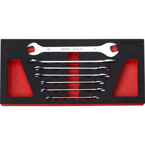 Double Open-Ended Ultra Thin Spanner Set 7 Pieces. In EVA Foam BOXO BX391-R2