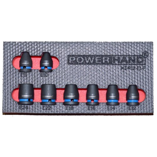 1/2" E-Torx Impact Set. Supplied in EVA Foam KI-R12-E1