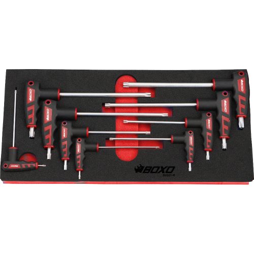 T-Handle Torx Set 9 Pieces T10-T50 Non-Slip comfort grip in EVA Foam BX021-R