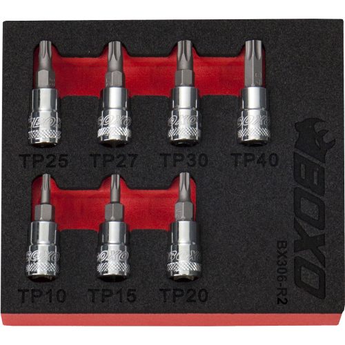 1/4" Drive Tamperproof Torx Bit Socket Set 7 Pcs. BOXO BX306-R2