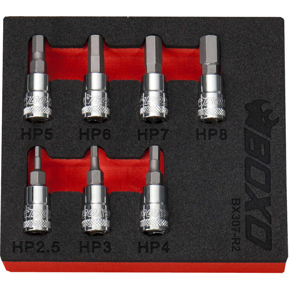 1/4" Drive Tamperproof Hex Bit Socket Set 7 Pcs. BOXO BX307-R2