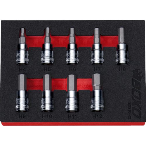 3/8" Drive Hex Bit Socket Set 4-12mm 9 Pcs 48mm Overall Length BX310-R2