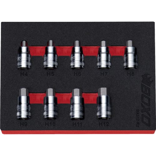 3/8" Drive Super Stubby Hex Bit Socket Set 4-12mm 9 Pcs BX317-R2