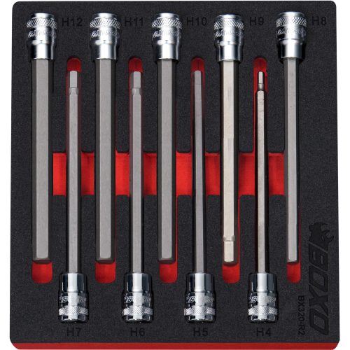 3/8" Drive Long Hex Bit Socket Set 4-12mm 9 Pcs 154mm Length BX320-R2