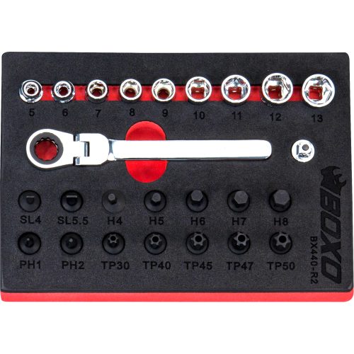 1/4" Drive Low Profile Socket & Stubby Bit Set 25 Pcs BX440-R2