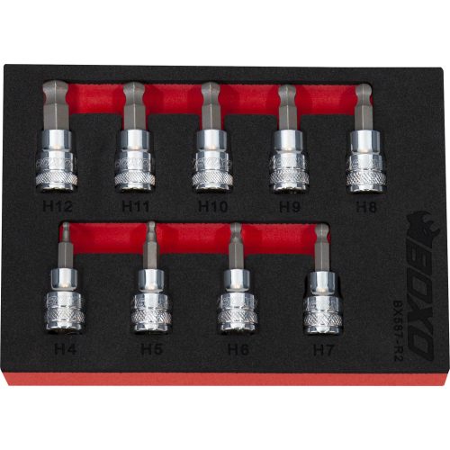 3/8" Drive Ball Ended Hex Bit Socket Set 4-12mm 9 Pcs 30° Swivel BX587-R2