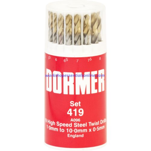 Dormer 'A096' HSS Jobber Twist Drill Set Metric No.'419' 19Pcs DDK19