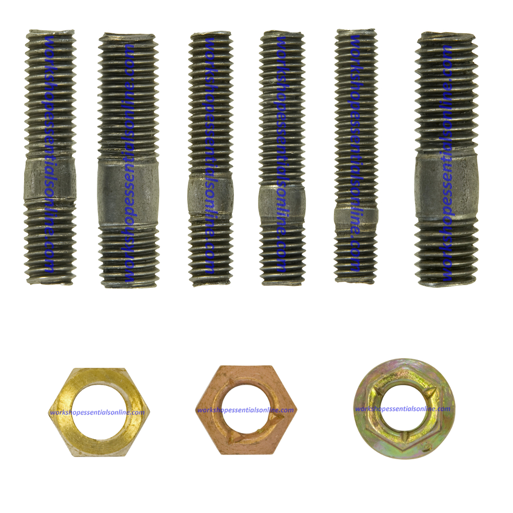 Exhaust Manifold Studs/Brass Nuts UNC/UNF 5/16" & 3/8" Stud Size