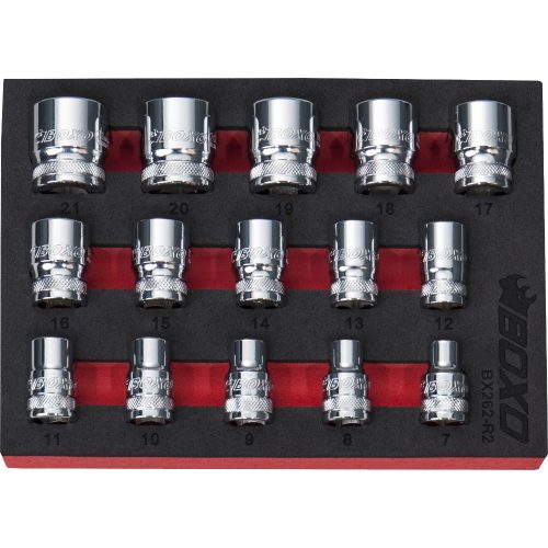 3/8" Drive Socket Set 12 Point 15 Pieces. BOXO BX262-R2