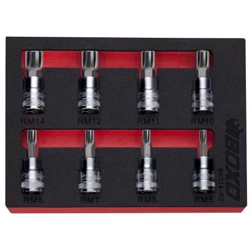3/8" Drive Ribe Bit Socket Set 8 Pcs BOXO 48mm Overall Height BX314-R2