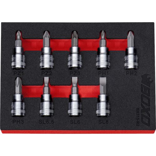 3/8" Drive Screwdriver Bit Socket Set 9 Pieces BOXO BX315-R2