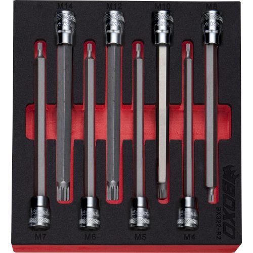 3/8" Drive Long Spline Bit Socket Set 8 Pcs  BOXO BX322-R2