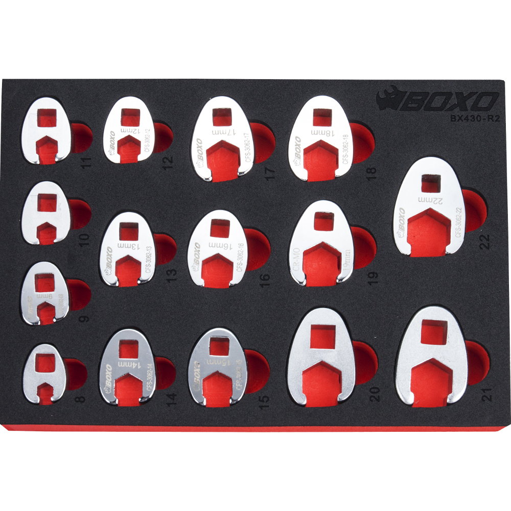 3/8" Drive Crow Foot Wrench Set 8mm - 22mm 15 Pcs BX430-R2