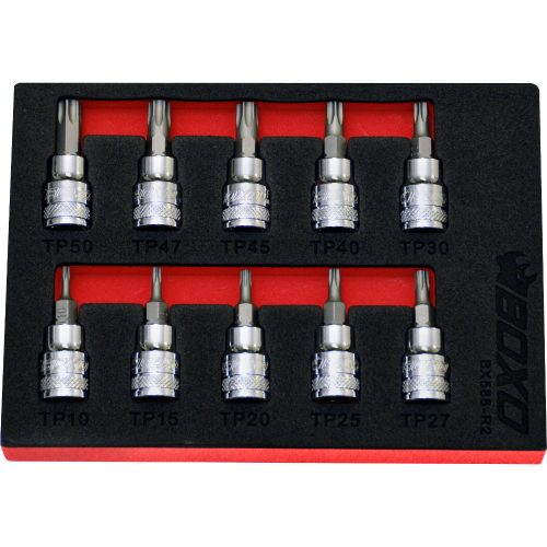 3/8" Drive Tamperproof Torx Bit Socket Set 10 Pieces BOXO BX588-R2