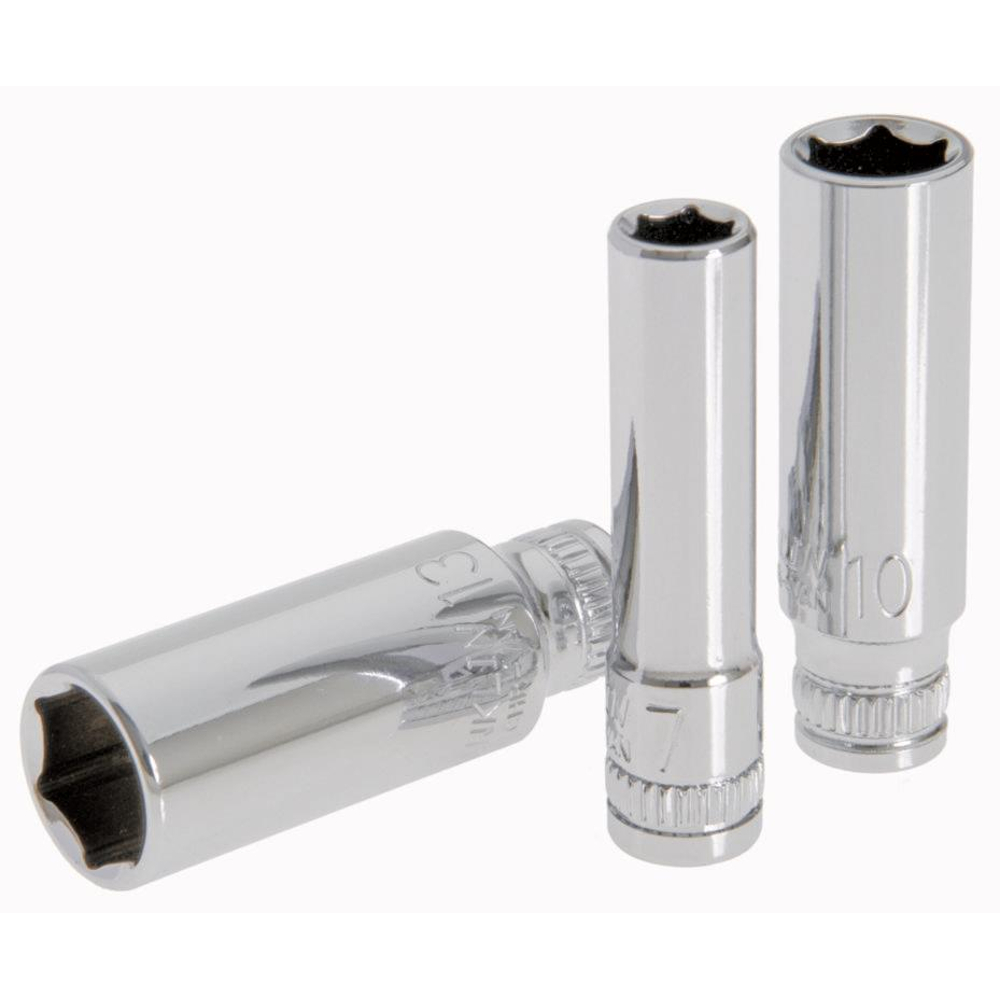 1/4" Drive Deep Socket Set 6 Point 10 Pcs 50mm Ht 10 Pcs Franklin XF2010