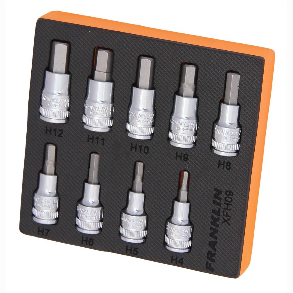 3/8" Drive Hex Bit Socket Set 9 Pc Franklin Tools XFH09