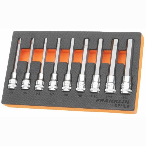 3/8" Drive Long Hex Bit Socket Set 9 Pc Franklin Tools XFHL9