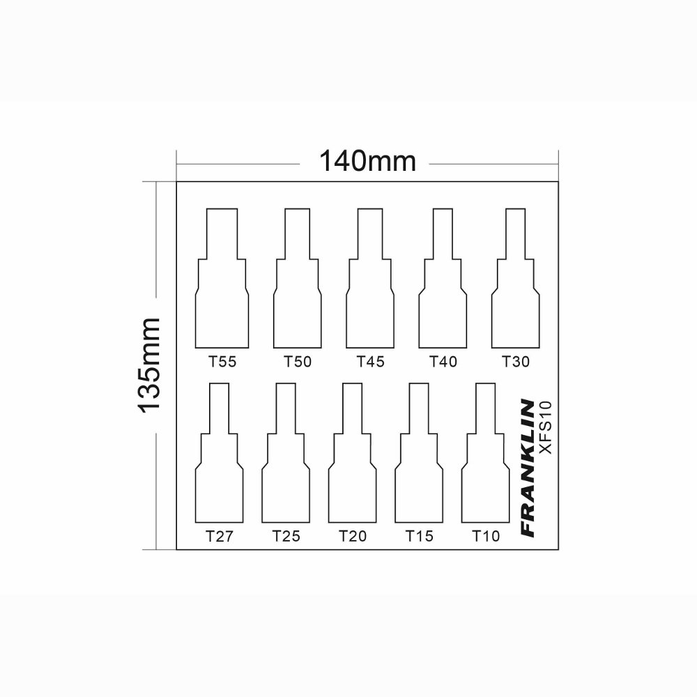3/8" Drive Torx Bit Socket Set 10 Pcs Franklin Tools XFS10