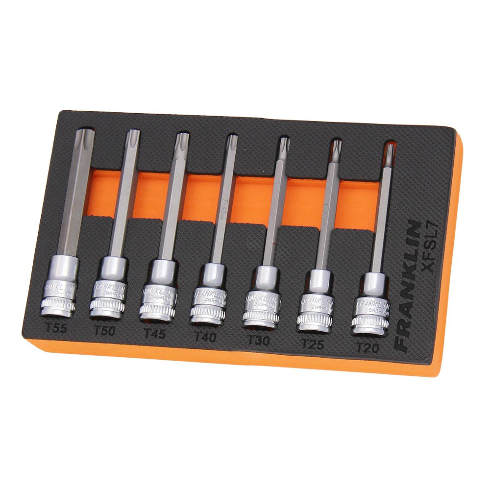 3/8" Drive Long Torx Bit Socket Set 7 Pcs Franklin XFSL7