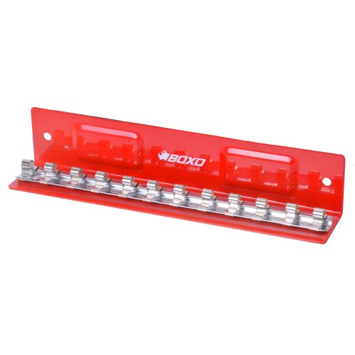 1/4" Drive Socket Holder Magnetic 'L' Type Tray Red 13 Pcs BOXO B-38LTRAY-R