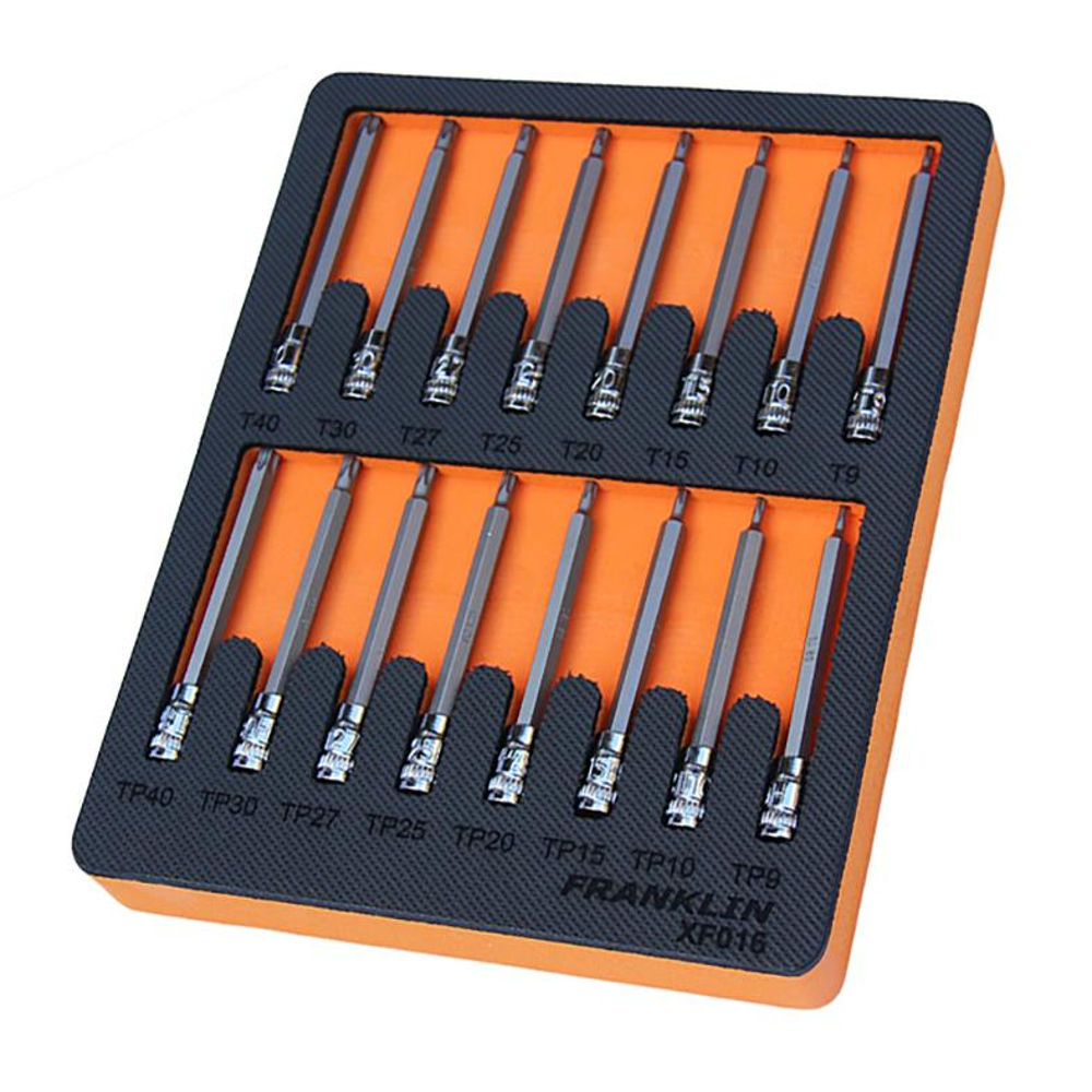 1/4" Drive 95mm Long Torx Bit Socket Set 16 Pcs Franklin Tools XF016